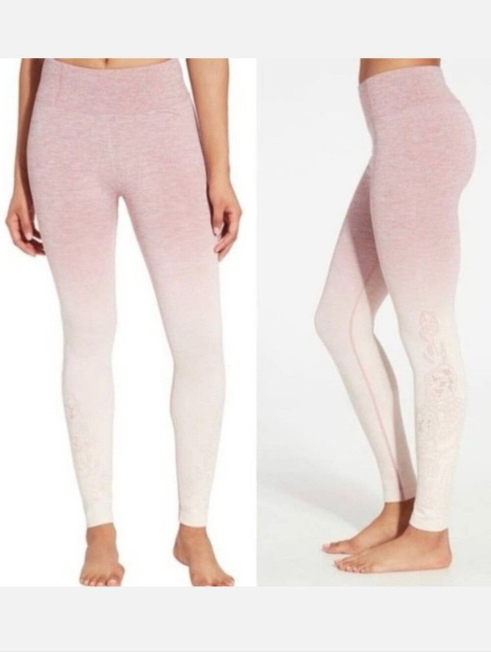 CALIA Seamless High Rise Mesa Floral Cutout Pink-to-White Ombre Leggings Size M